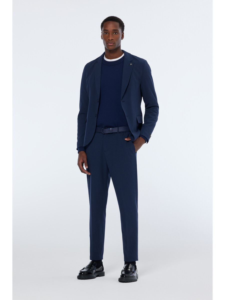 einreihiger blazer aus seersucker-karo in lockerer passform