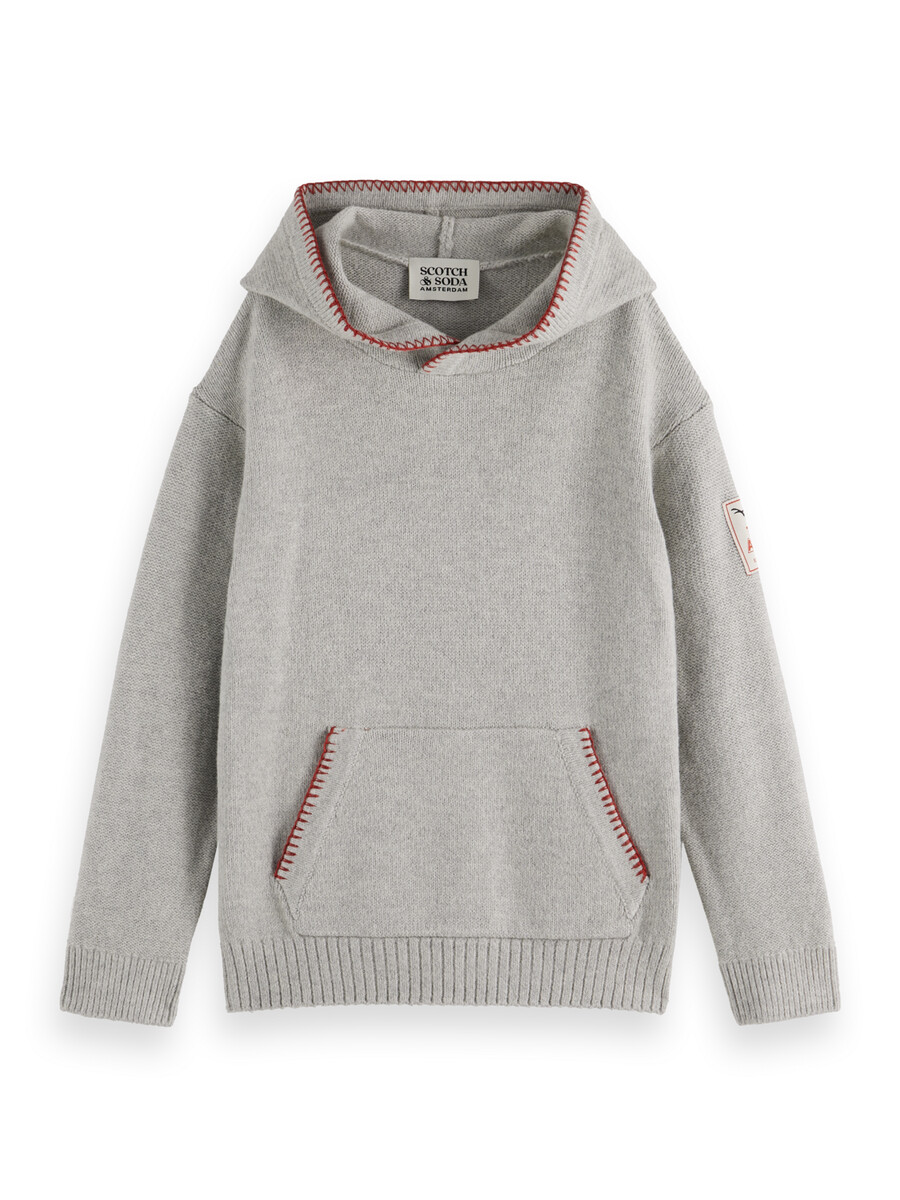 bestickter strickhoodie für jungen in lockerer passform