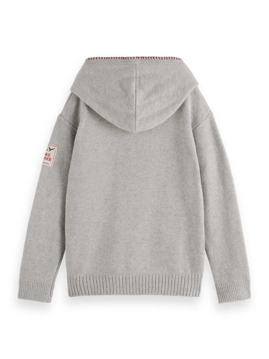 bestickter strickhoodie für jungen in lockerer passform