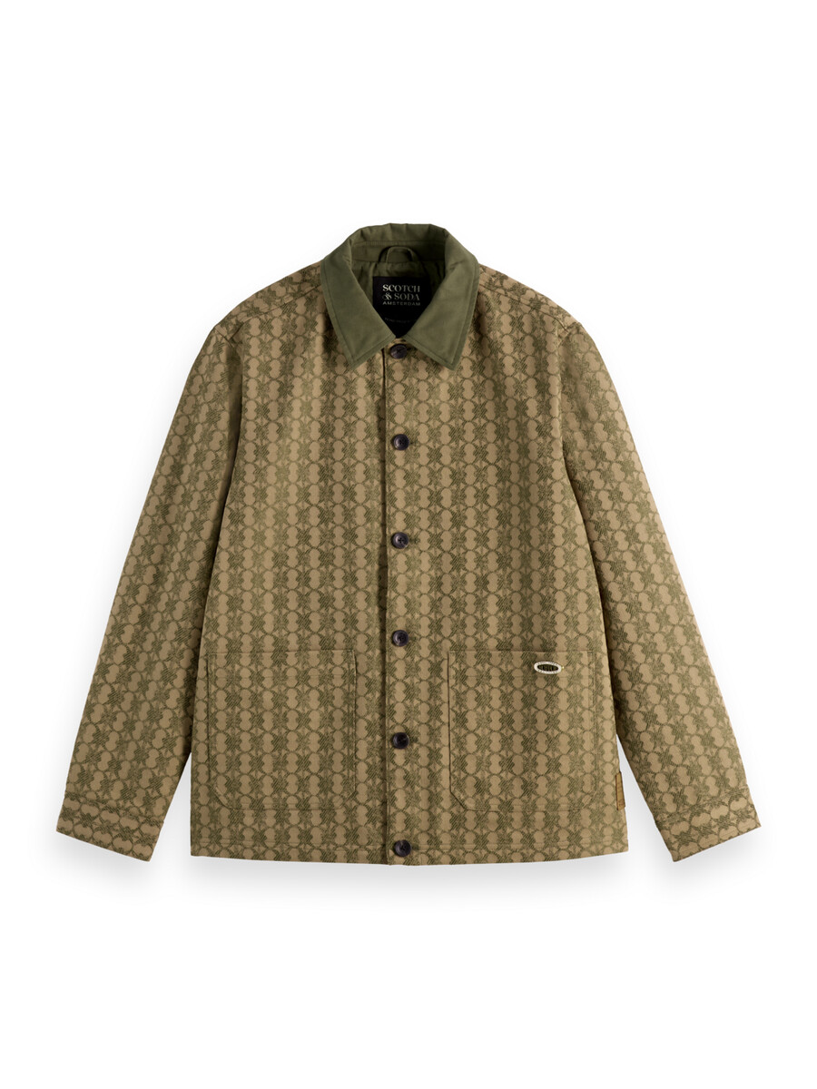 jacke aus jacquard-baumwollmischgewebe