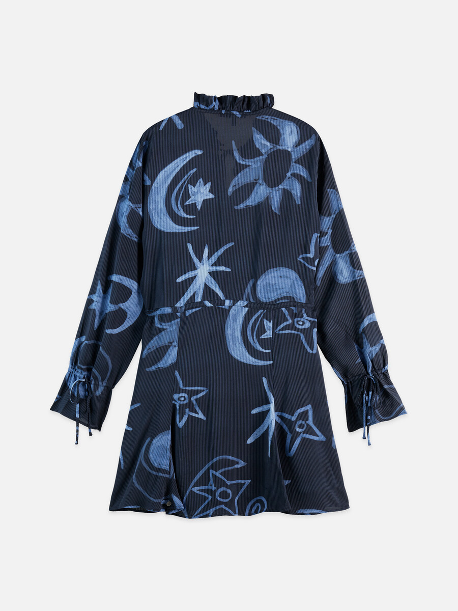 bedrucktes minikleid mit langen ärmeln