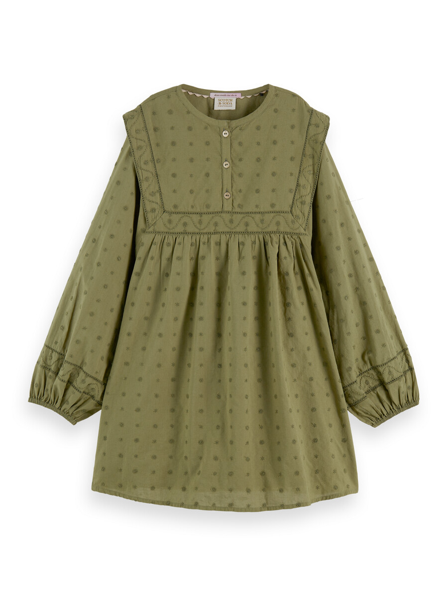 kleid mit broderie-anglaise-einsatz für mädchen