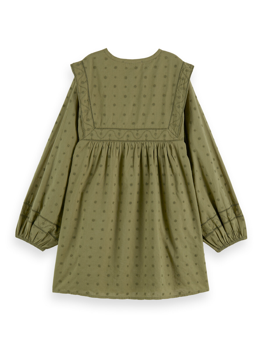 kleid mit broderie-anglaise-einsatz für mädchen