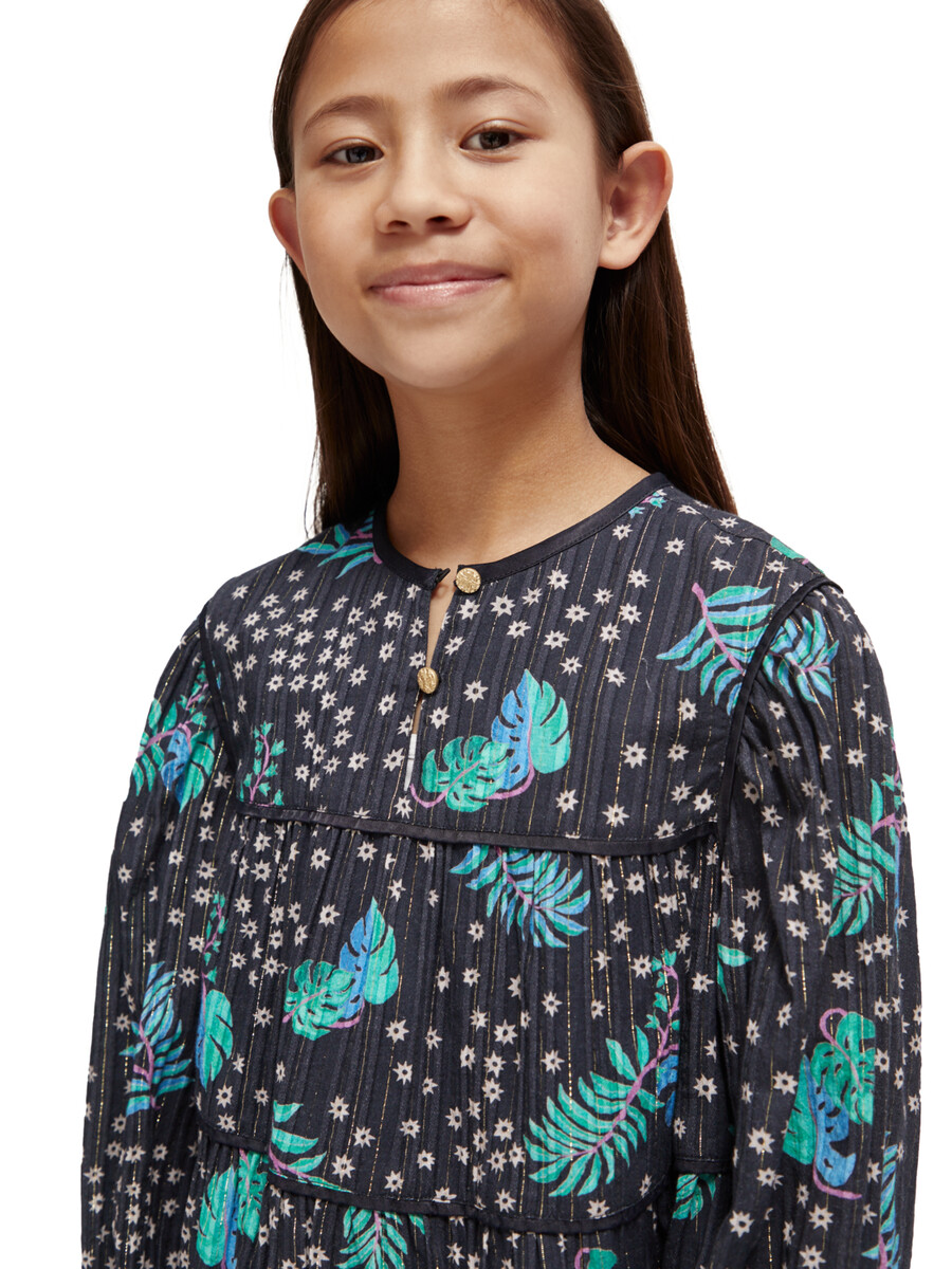 satin-top mit allover-print für mädchen