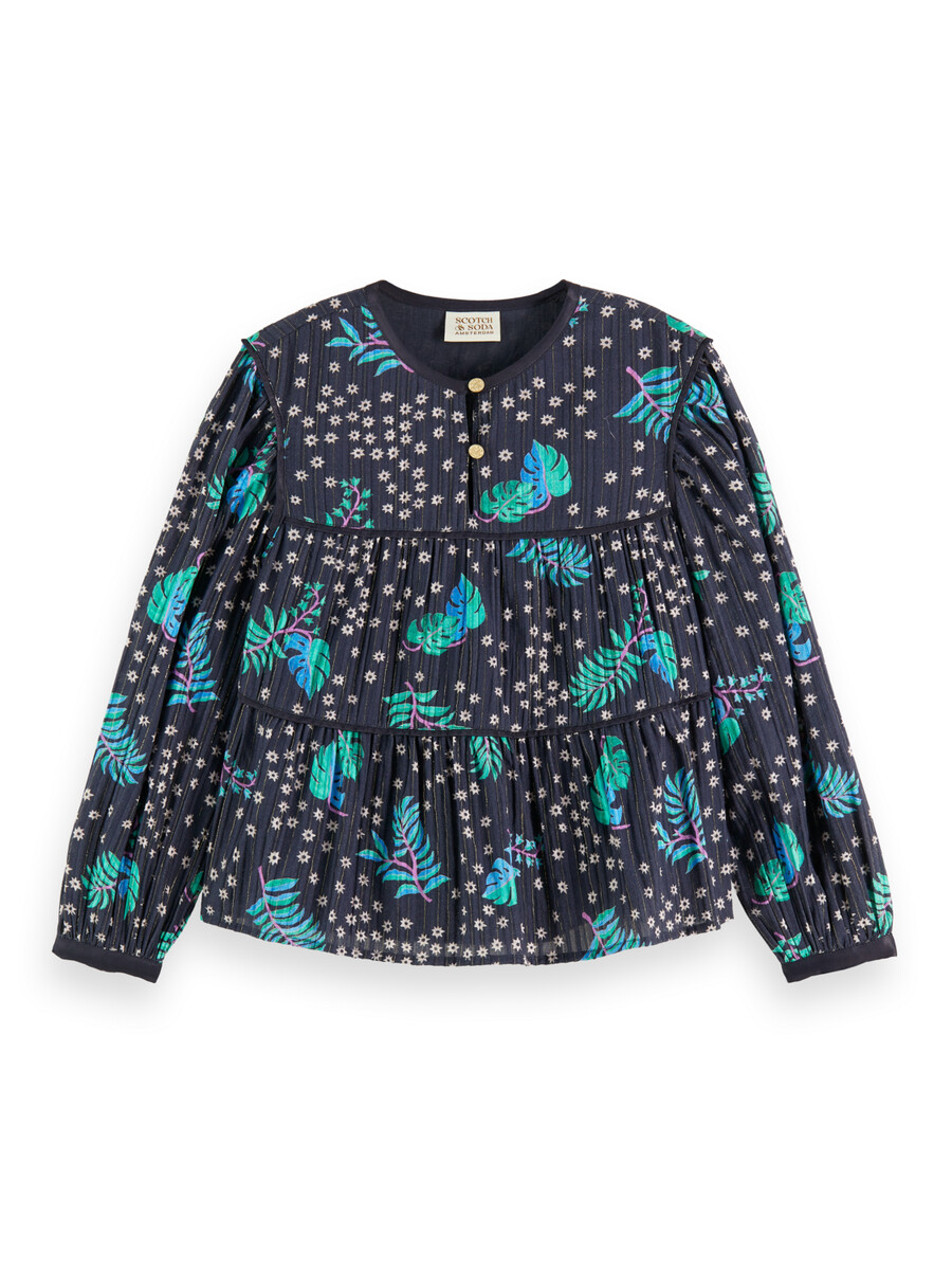 satin-top mit allover-print für mädchen