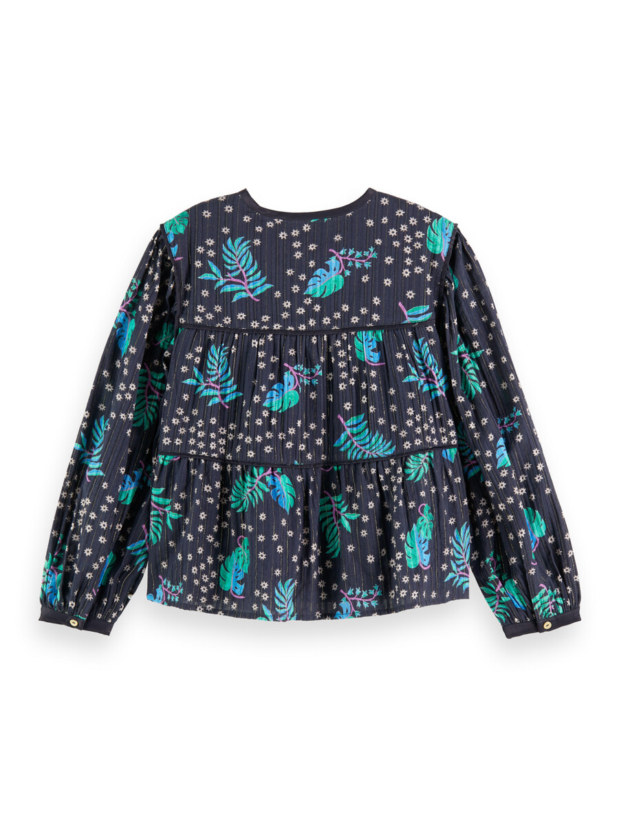 satin-top mit allover-print für mädchen