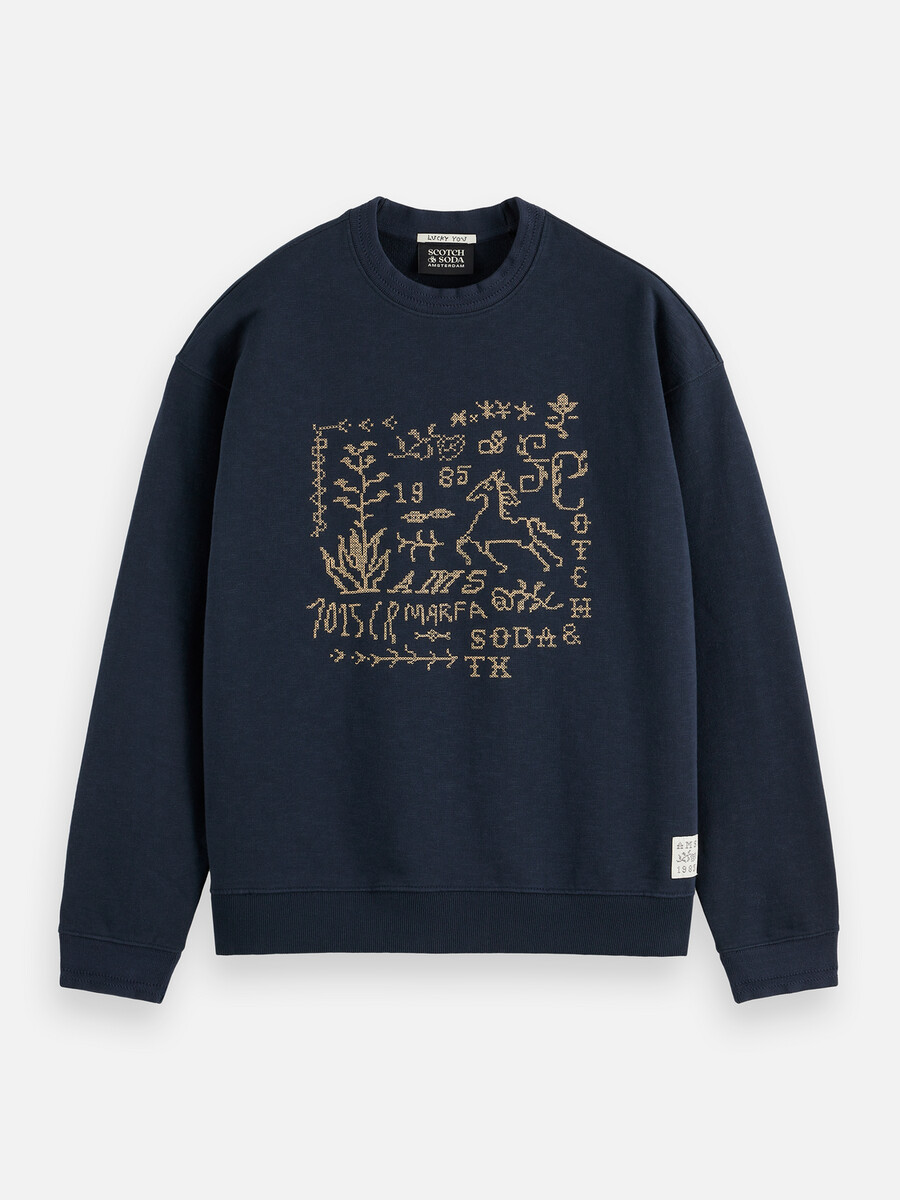 sweatshirt mit kreuzstichmuster und lockerer passform