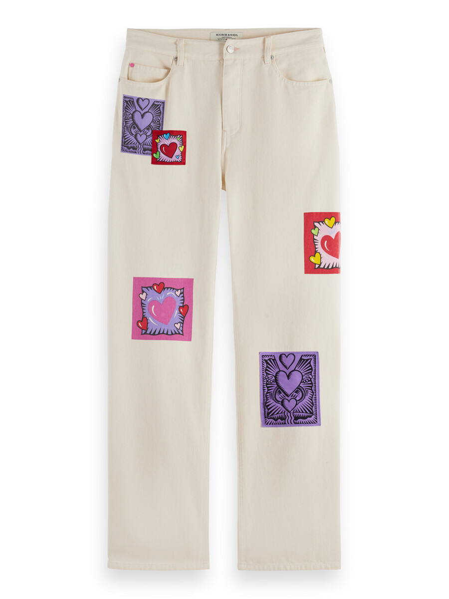 scotch soda x burton morris unisex straight leg jeans ecru love