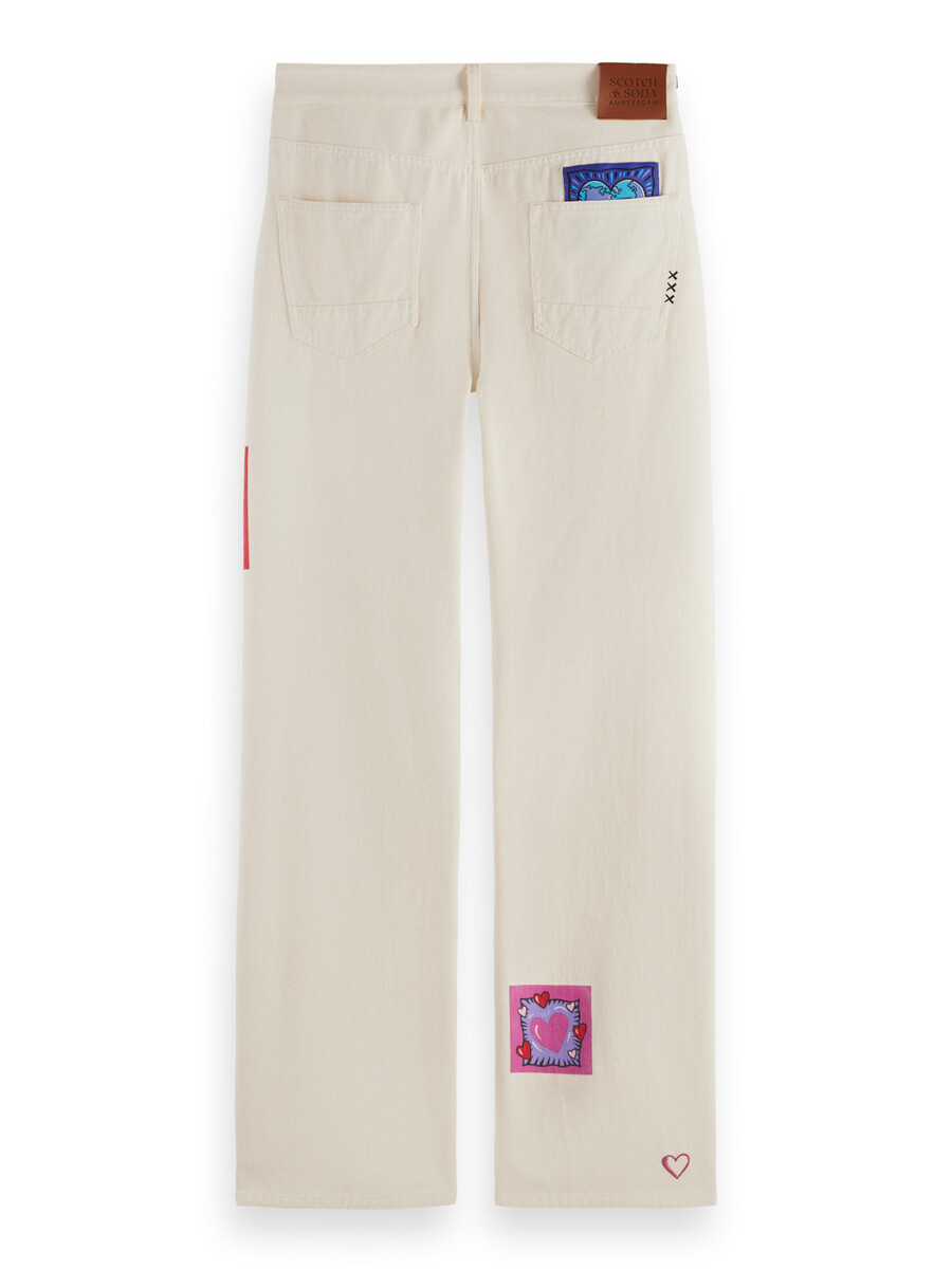 scotch soda x burton morris unisex straight leg jeans ecru love