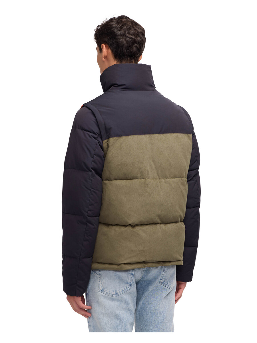 nelleke steppjacke aus verschiedenen materialien mit abnehmbaren ärmeln