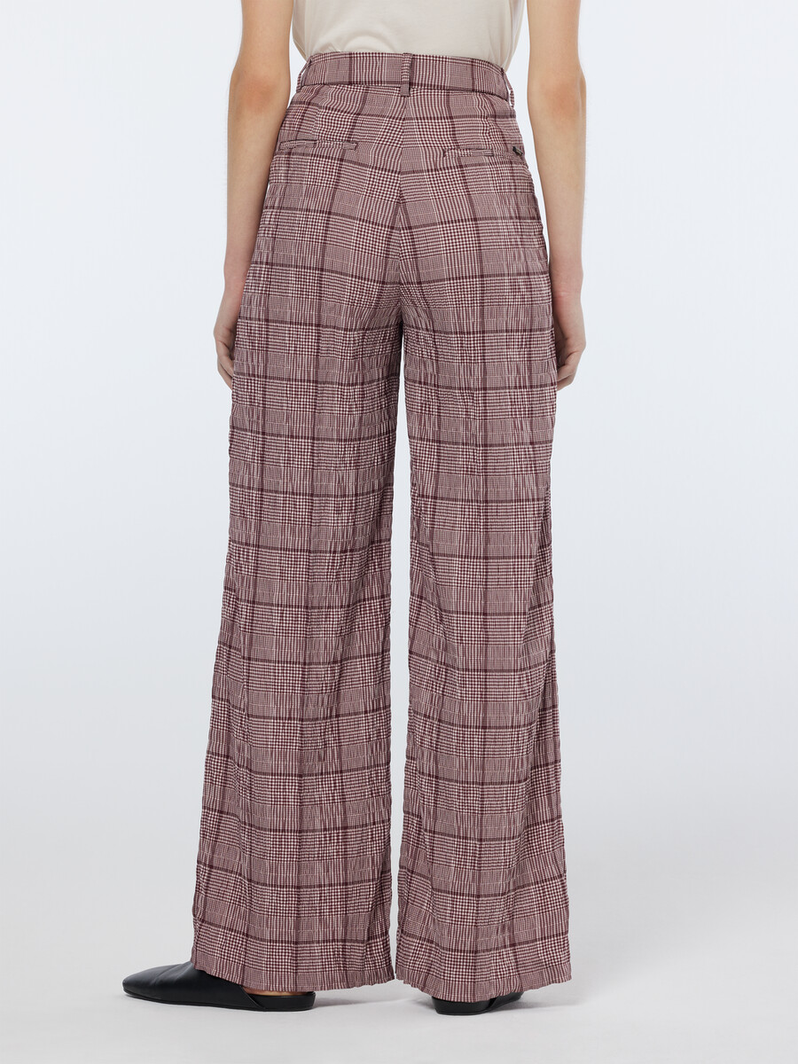 rose high-rise wide-leg prince of wales seersucker hose