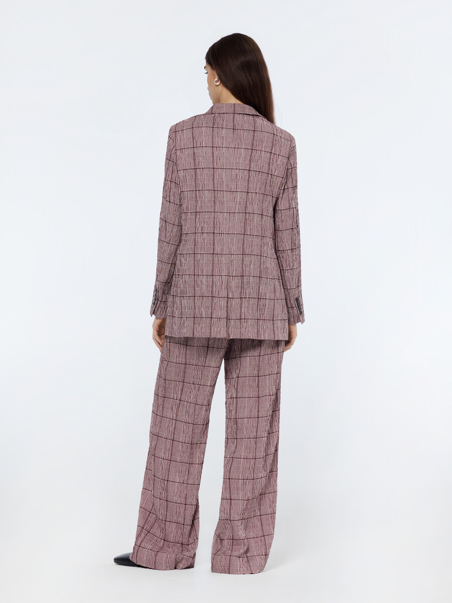rose high-rise wide-leg prince of wales seersucker hose