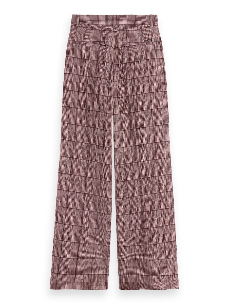 rose high-rise wide-leg prince of wales seersucker hose