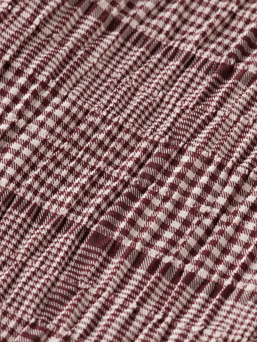 rose high-rise wide-leg prince of wales seersucker hose