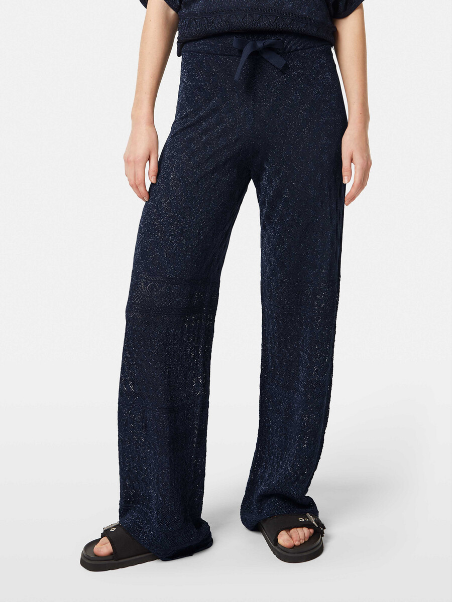 metallic pointelle strickhose