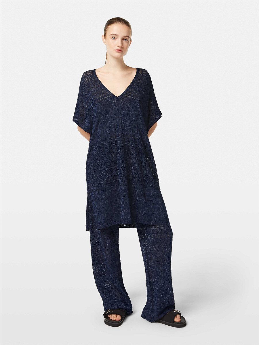 metallic pointelle strickhose