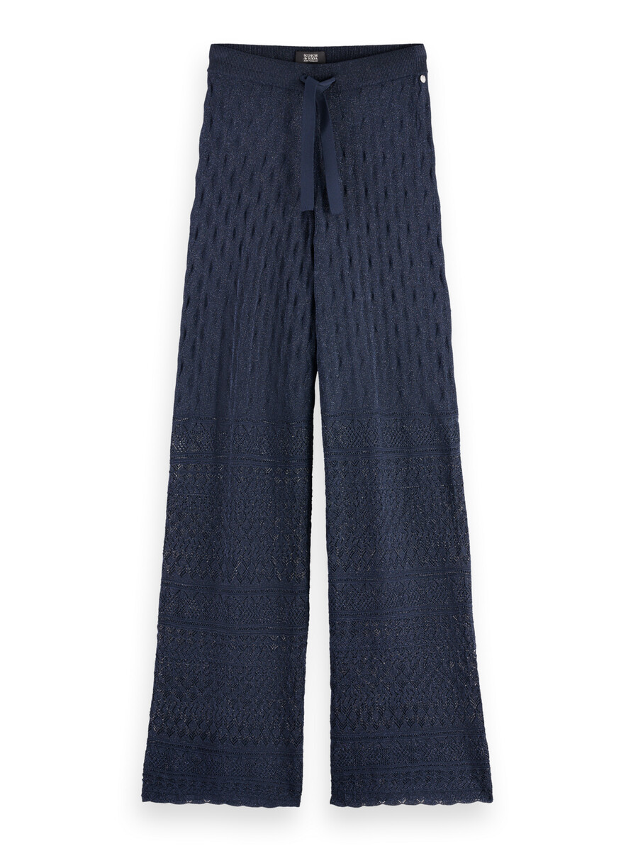 metallic pointelle strickhose