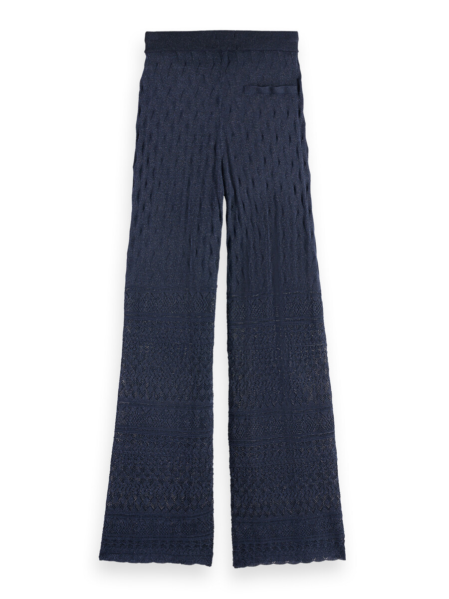 metallic pointelle strickhose