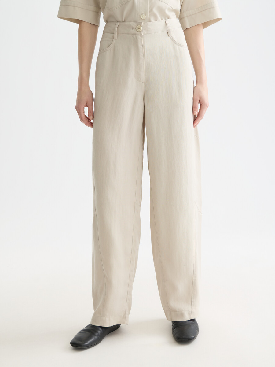 lotus - high rise barrel leg twill pants