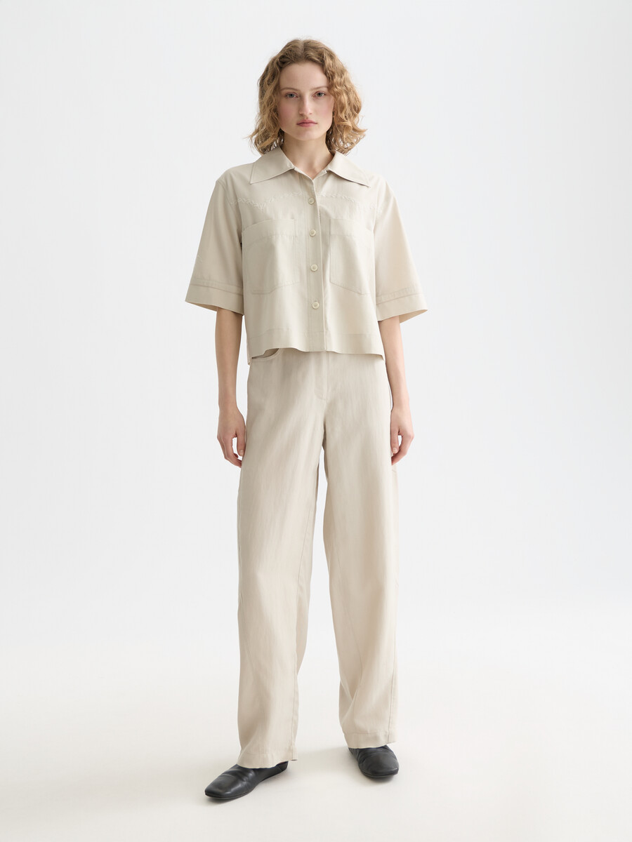 lotus - high rise barrel leg twill pants
