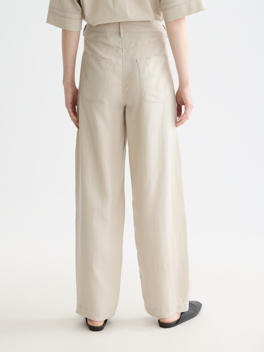 lotus - high rise barrel leg twill pants