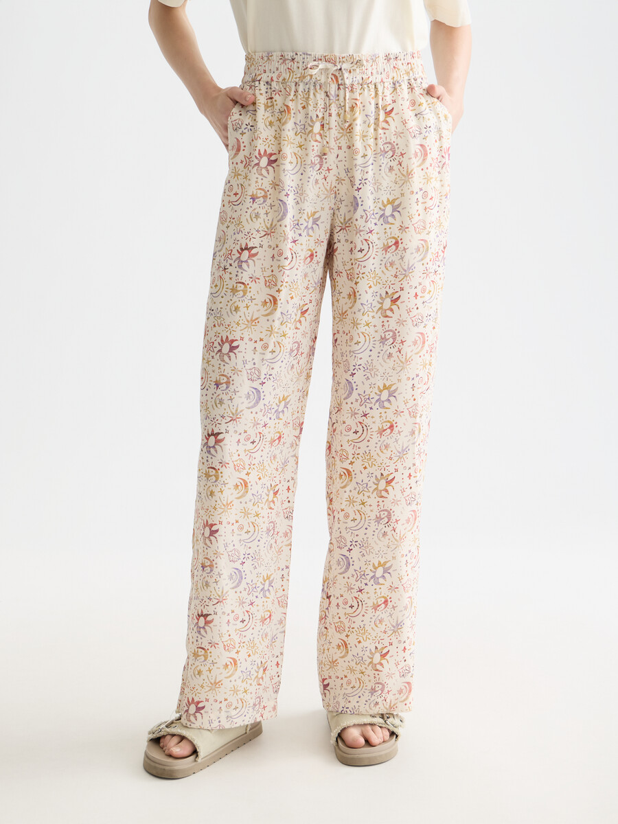 gia - hose mit mittelhohem bund weitem bein und allover-print