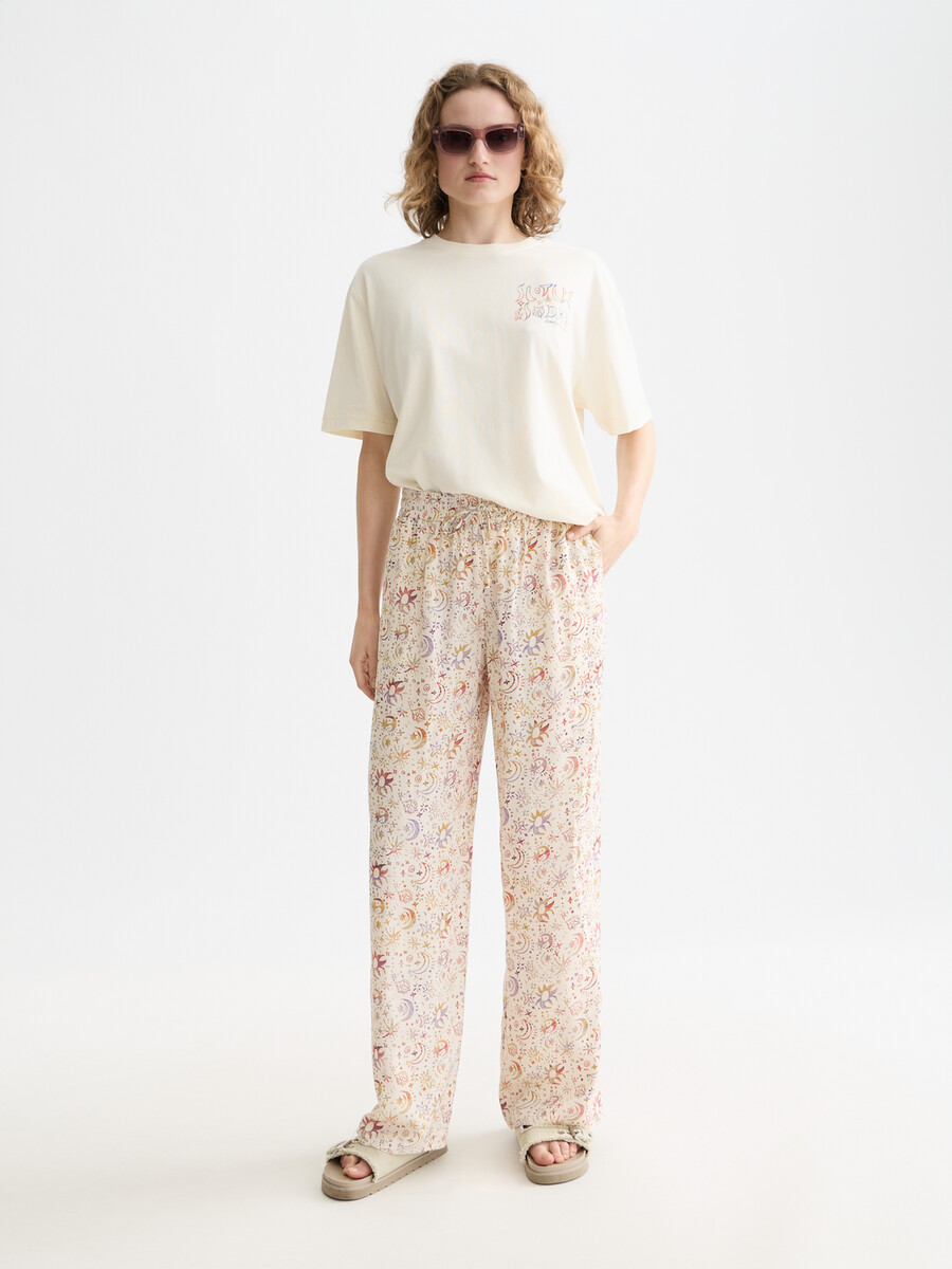 gia - hose mit mittelhohem bund weitem bein und allover-print