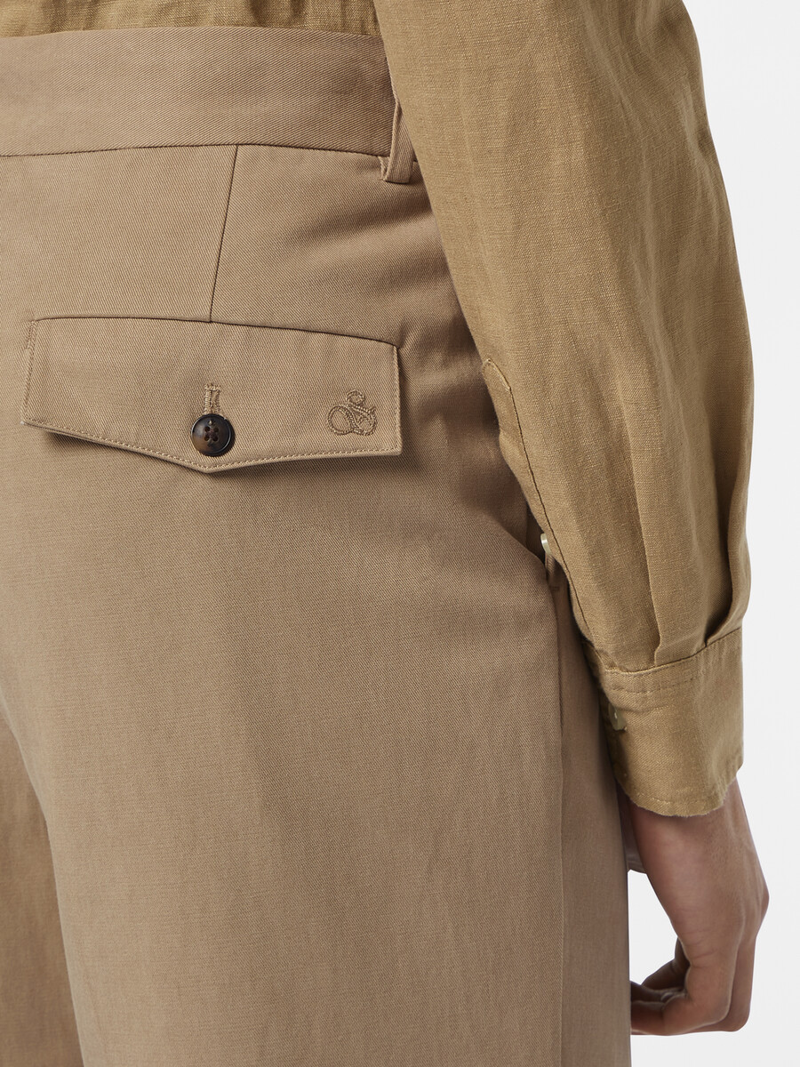 chino mit falten aus baumwoll-lyocell-twill lockere gerade passform