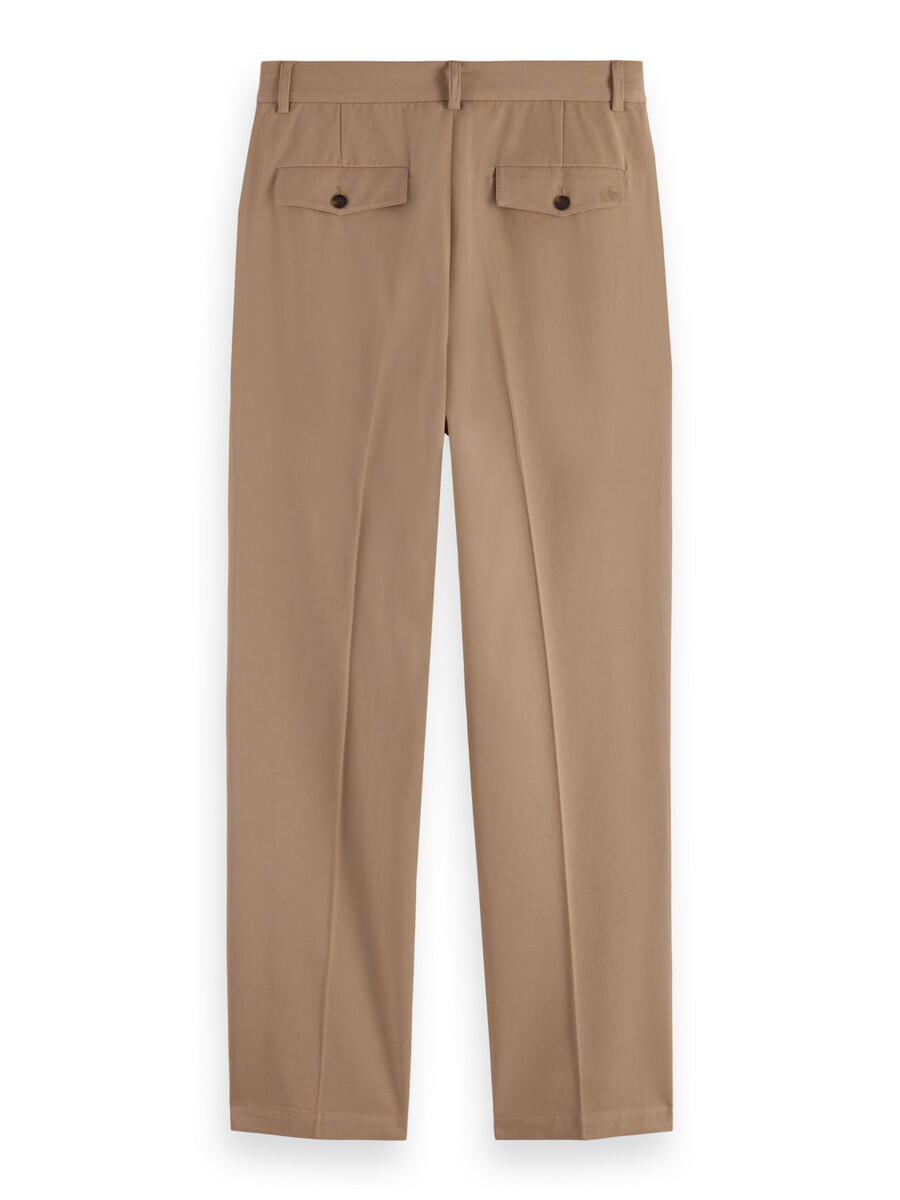chino mit falten aus baumwoll-lyocell-twill lockere gerade passform