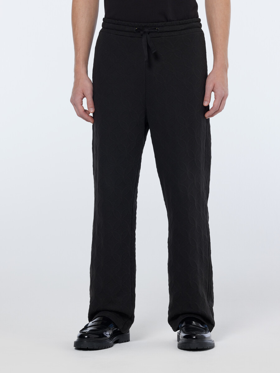 jacquard-frottee-jogginghose mit geradem schnitt