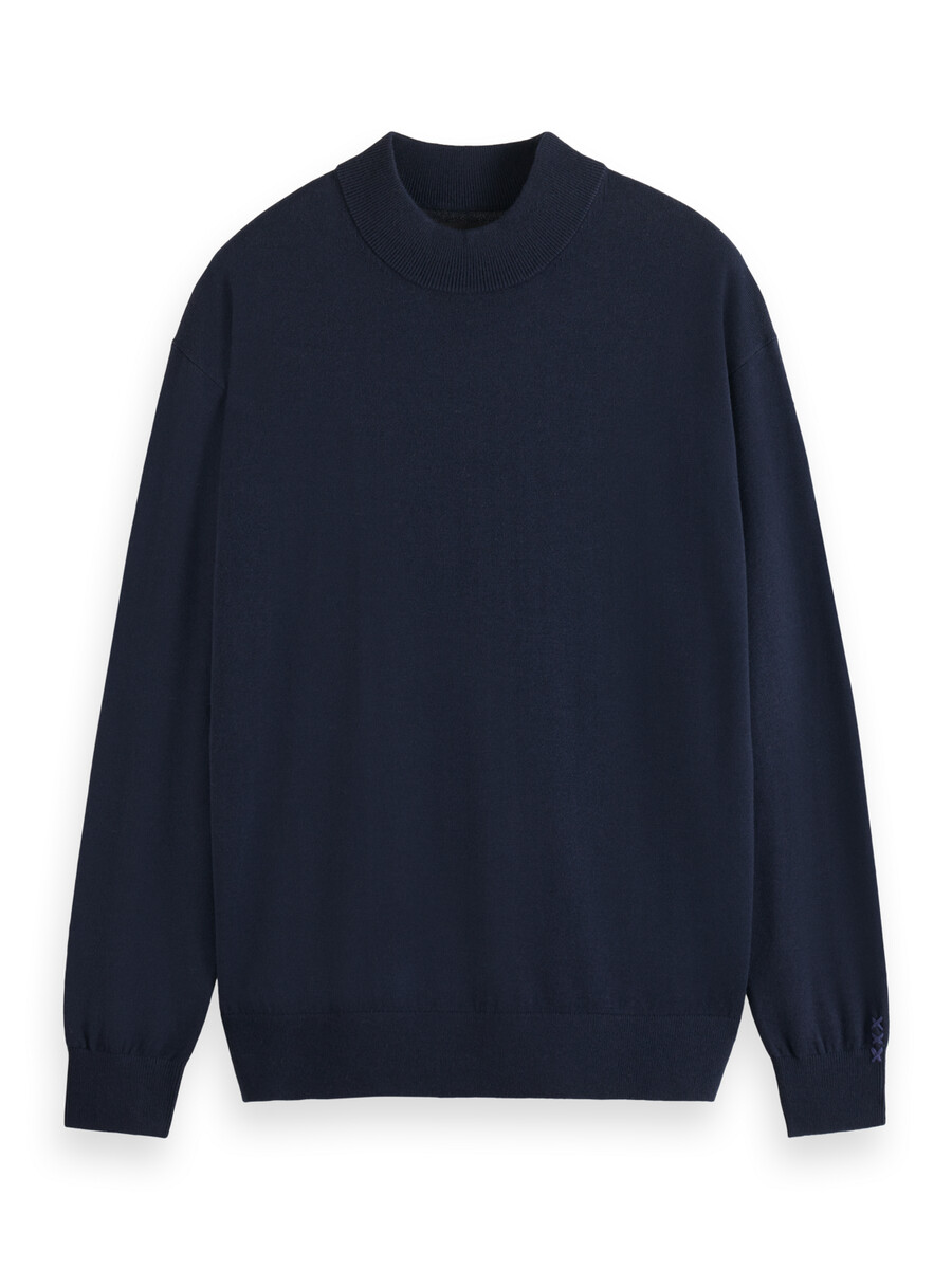essentials — pullover mit überschnittenen schultern und stehkragen