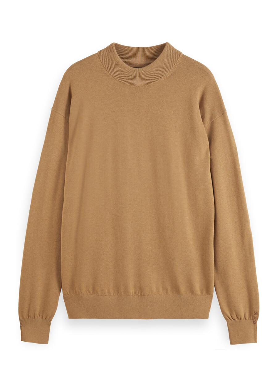 essentials – pullover mit überschnittenen schultern und stehkragen