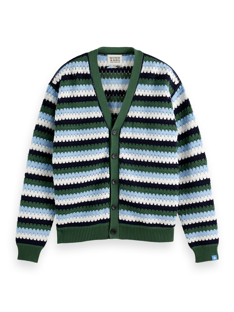 häkelstrickjacke mit überschnittenen schultern