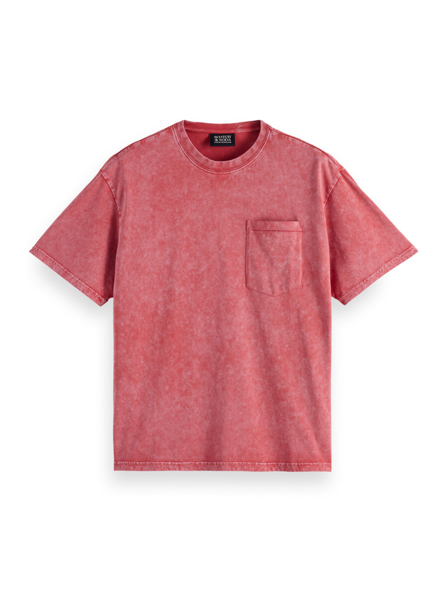 gewaschenes t-shirt mit lockerer passform und vordertasche