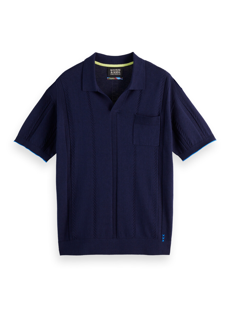 poloshirt aus strick mit v-ausschnitt und lockerer passform