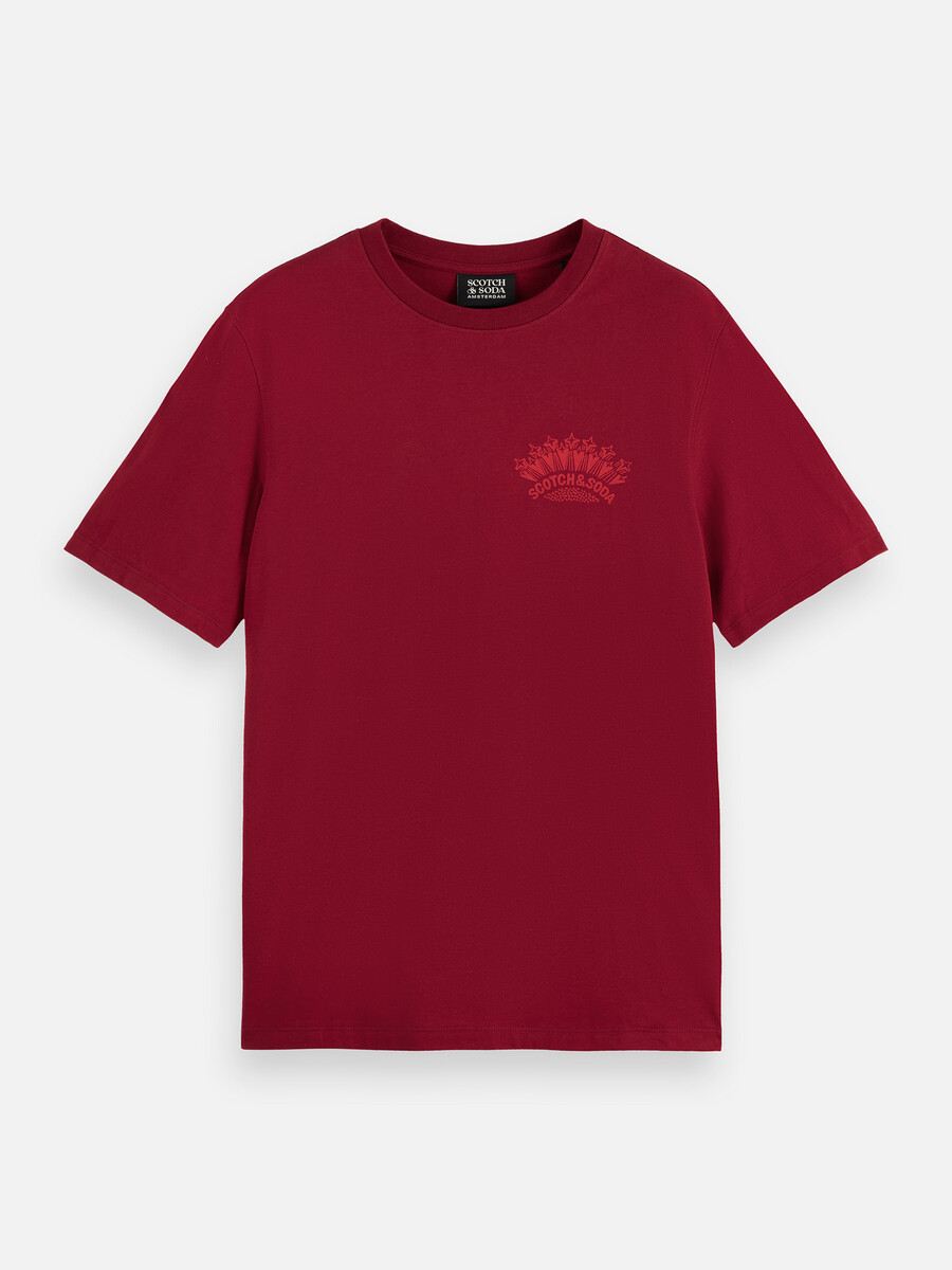 t-shirt mit vorder- und rückseitenmotiv in regulärer passform