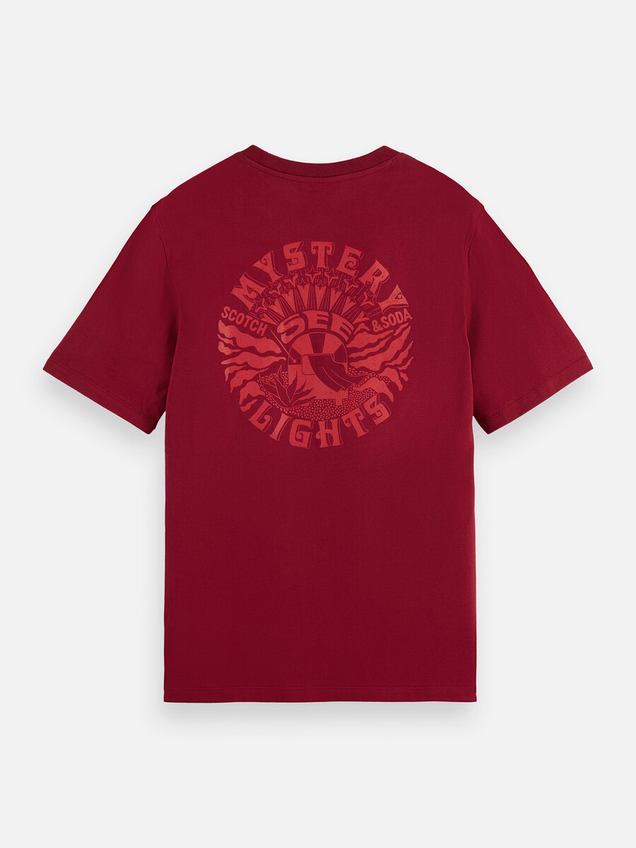 t-shirt mit vorder- und rückseitenmotiv in regulärer passform