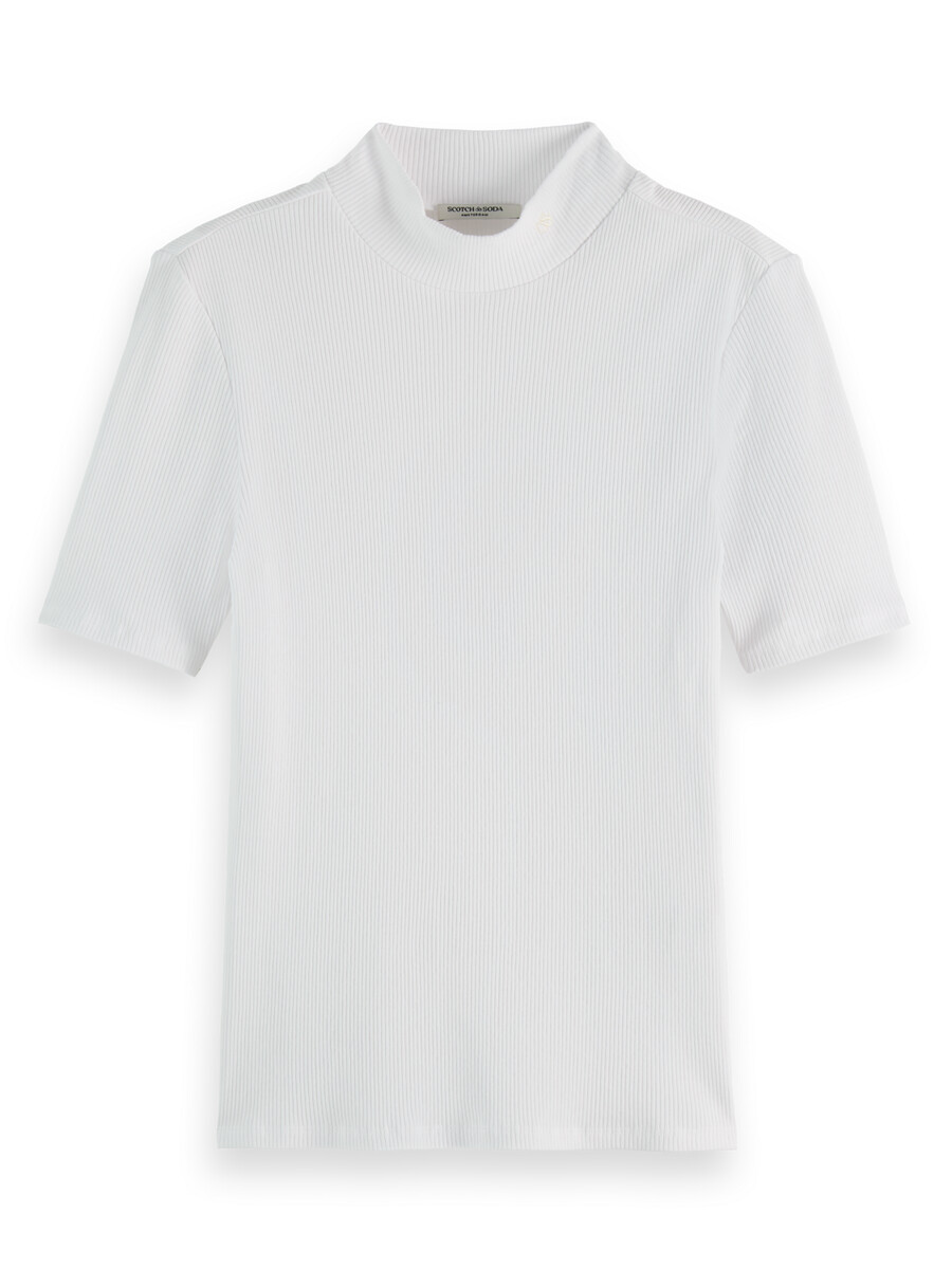 essentials — geripptes t-shirt mit stehkragen