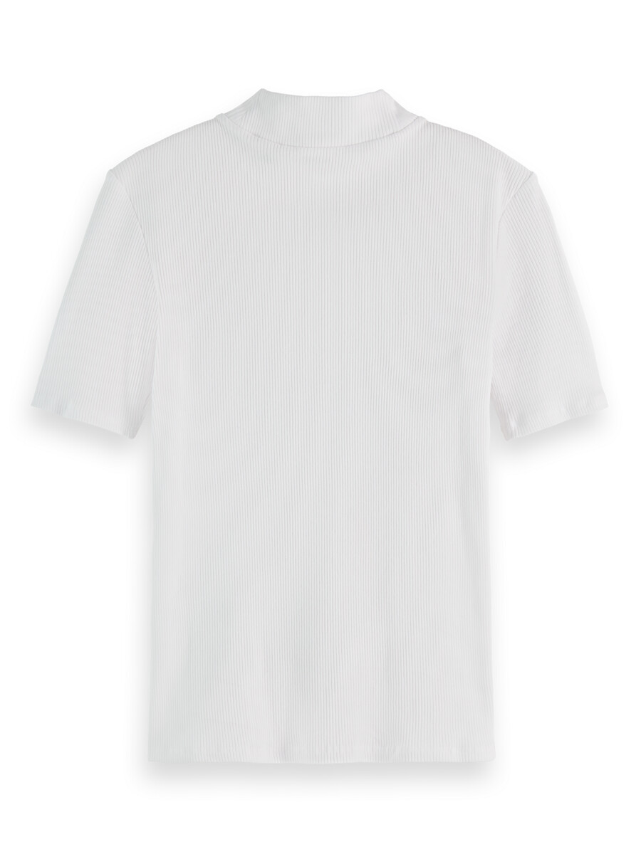 essentials — geripptes t-shirt mit stehkragen