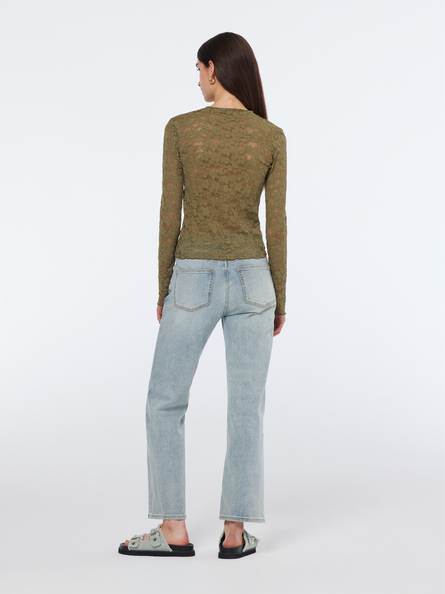 langarmshirt mit floraler spitze