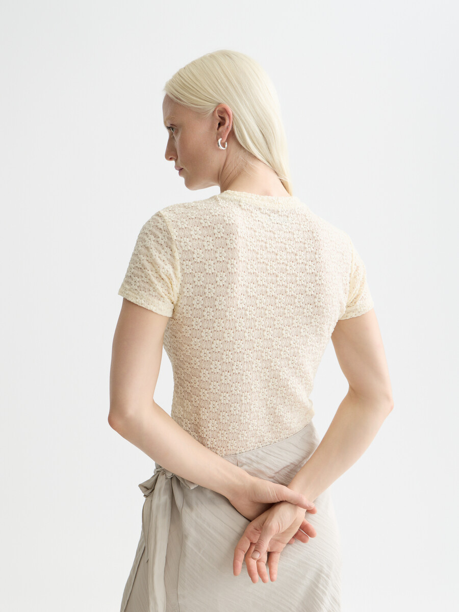 slim-fit-t-shirt mit offener struktur